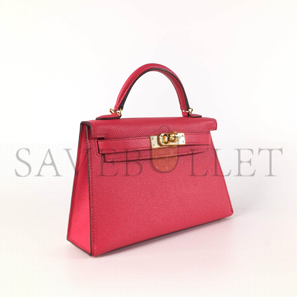 HERMÈS MASTER MINI KELLY II EPSOM PINK GOLD BUCKLE (19*12*5.5cm)